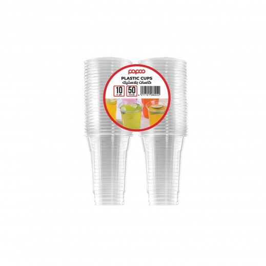 Plastic Cups Clear 10 oz - 50 Cups - delivered by Taw9eel Fast