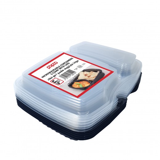 Microwavable Meal Tray with 2 Compartments and Lid - 2 Packs