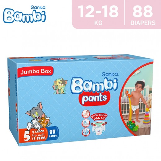 Sanita Bambi Baby Pants Stage 5 XLarge ( 12-18 kg) - 88 Pants - delivered by Taw9eel Fast