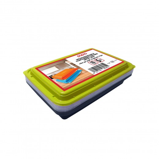 Papco Assorted-Color Rectangular Microwavable Containers with Lids 16 Oz - 5 Pcs - delivered by Taw9eel Fast