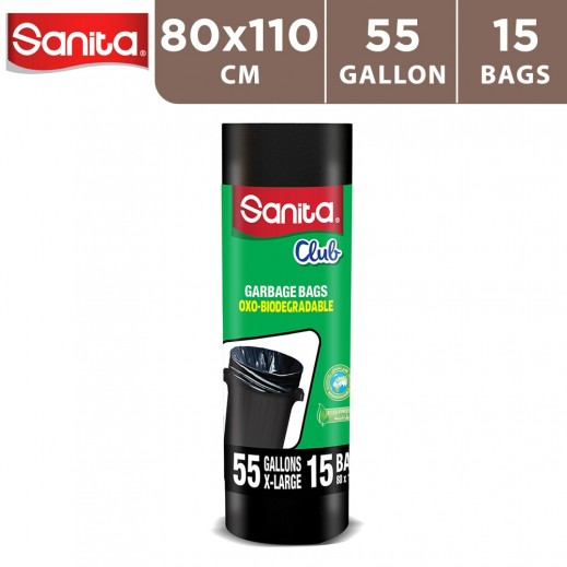 Sanita Club Biodegradable Garbage Bags 55 Gallons 15 Roll Bags  - delivered by Taw9eel Fast
