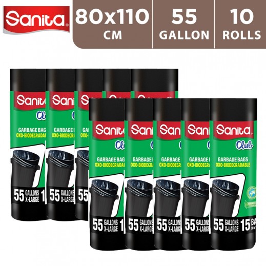 Sanita Club Biodegradable Garbage Bags 55 Gallons - 10 Packs