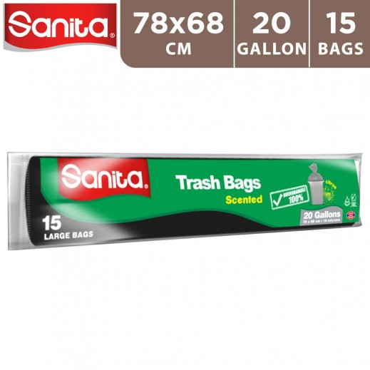 Sanita Biodegradable Scented Trash Bags 20 Gallons 15 Bags  - delivered by Taw9eel Fast