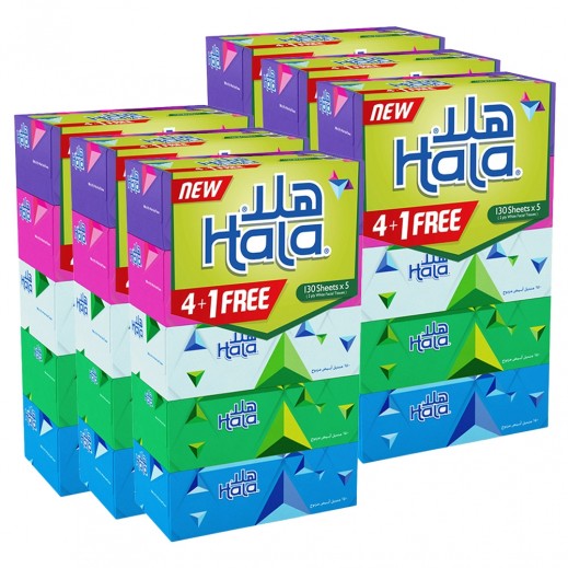 Hala Facial Tissue 130 Tissue - 5 Pieces - 6 Pack