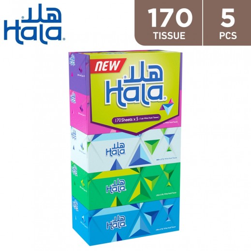 Hala Facial Tissue 170 Tissue - 5 Pieces - delivered by Taw9eel Fast