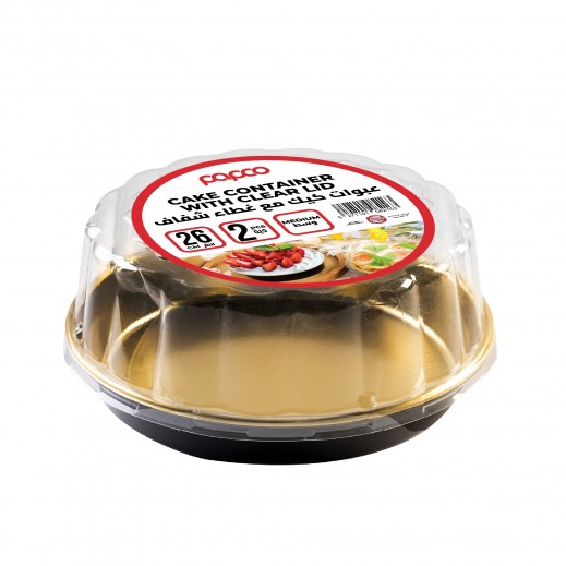 Papco Cake Container with Clear Lid 26 cm - 2 Pcs - delivered by Taw9eel Fast