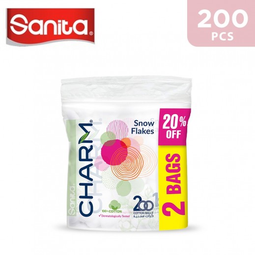 Sanita Charm Cotton Snow Flakes 200 Balls - delivered by Taw9eel Fast