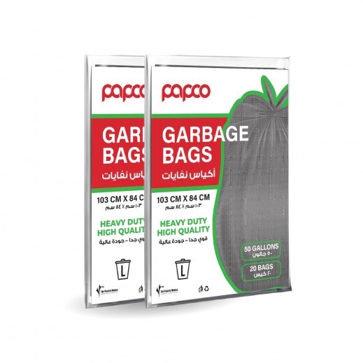 Papco 50 Gallon Garbage Bags 103 cm x 84 cm 2 x 20 Bags - delivered by Taw9eel Fast