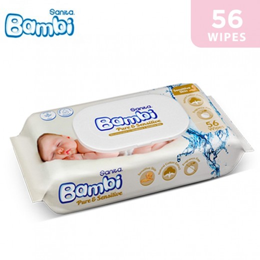 Sanita Bambi Pure & Sensitive Wet Wipes 56 Wipes - delivered by Taw9eel Fast