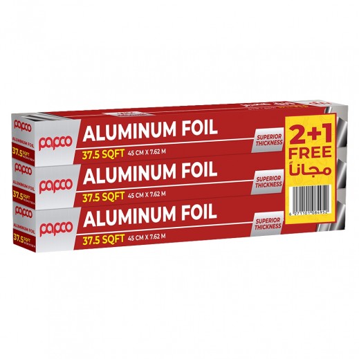Papco Aluminum Foil 37.5 Sq.ft 2 + 1 Free  - delivered by Taw9eel Fast