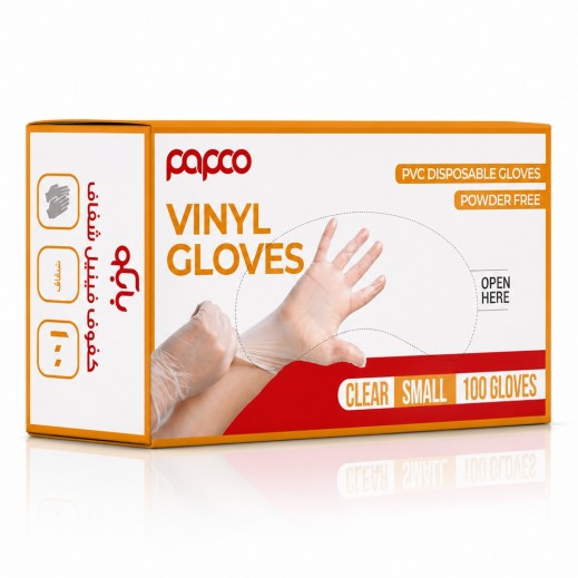 Papco Small Clear Vinyl Gloves 100 Pcs