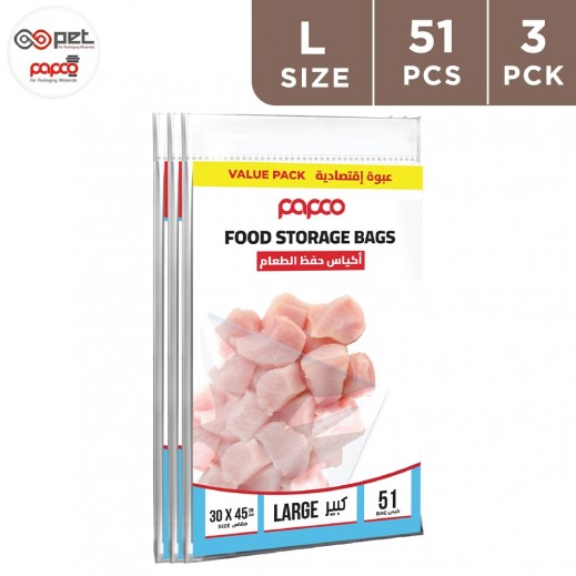 Papco Food Storage Bags Large - 3 × 17 Bags - delivered by Taw9eel Fast