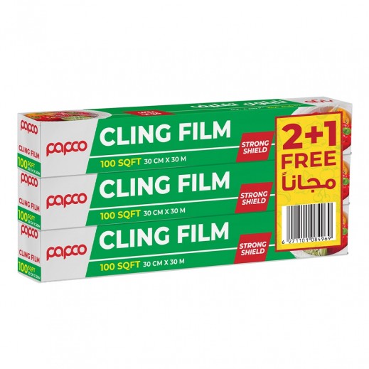 Papco Cling Film 100 Sqft 30cm x 30m 2+1 Free (11 Micron) - delivered by Taw9eel Fast