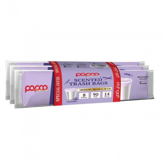 Papco Premium Scneted Trash Bags 8 Gallons 50 x 58 Cm 30 Bags x 3 Pcs Special Offer - delivered by Taw9eel Fast