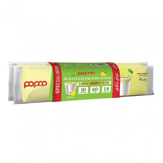 Papco Premium Scneted Trash Bags 10 Gallons 62 x 52 Cm 30 Bags x 2 Pcs Special Offer - delivered by Taw9eel Fast