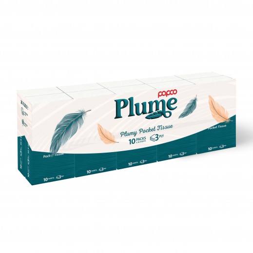 Papco Plume Pocket Tissue 3 Ply 10 Sheets 10 Pcs