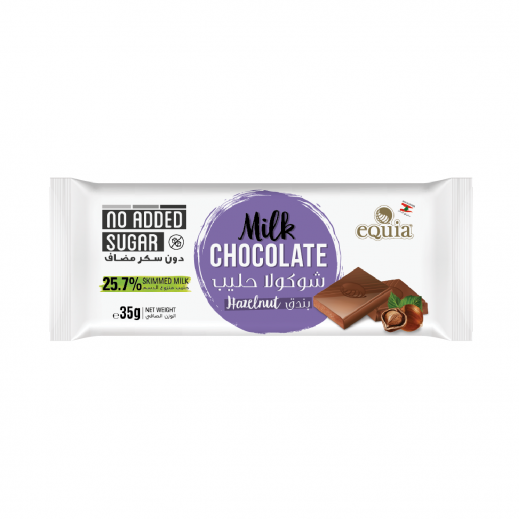 eQuia No Added Sugar Hazelnut Milk Chocolate Bar 35g