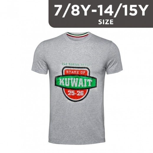 AlNasser Sports Boys Grey Hala Feb R-Neck T-Shirt 