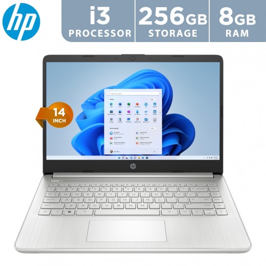 HP 14-inch Core i3 8GB RAM/ 256GB SSD Laptop - Silver - delivered by Taw9eel Fast