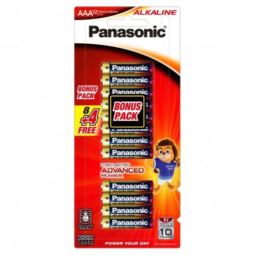 Panasonic Alkaline 1.5V AAA Battery - Pack of 8+4 Pcs