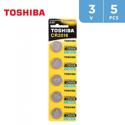 Toshiba CR2016 3V Lithium Coin Cell Battery Pack of 5 PCs - delivered by Taw9eel Fast