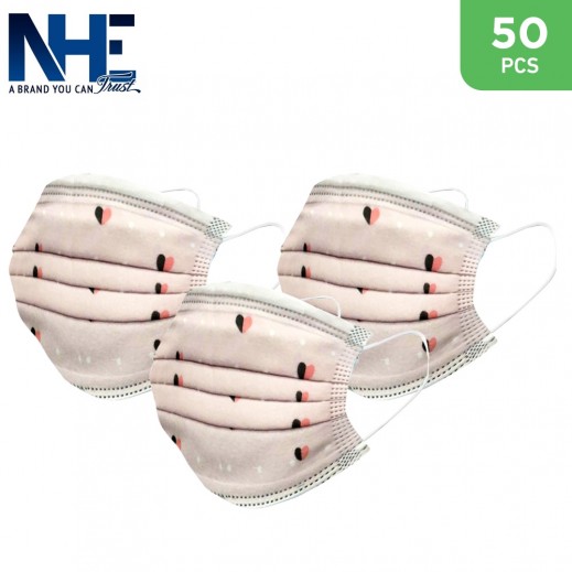 NHE Disposable Protective Kids Face Mask Love - 50 Pieces