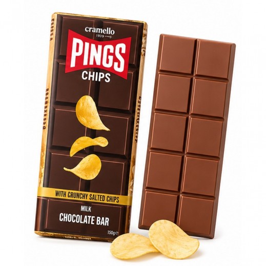 Cramello Pings Salted Chips Chocolate Bar 150g