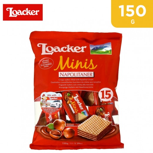 Loacker Minis Napolitaner Hazelnut Cream Wafer 150 g - delivered by Taw9eel Fast