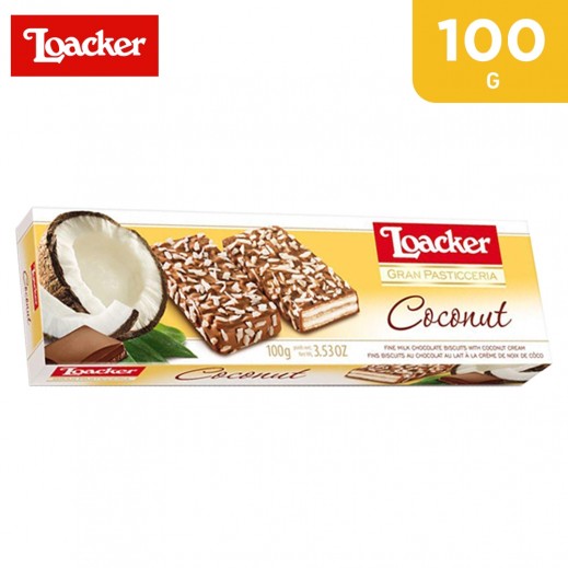 Loacker Patisserie Coconut Milk Chocolate Biscuit 100 g - delivered by Taw9eel Fast