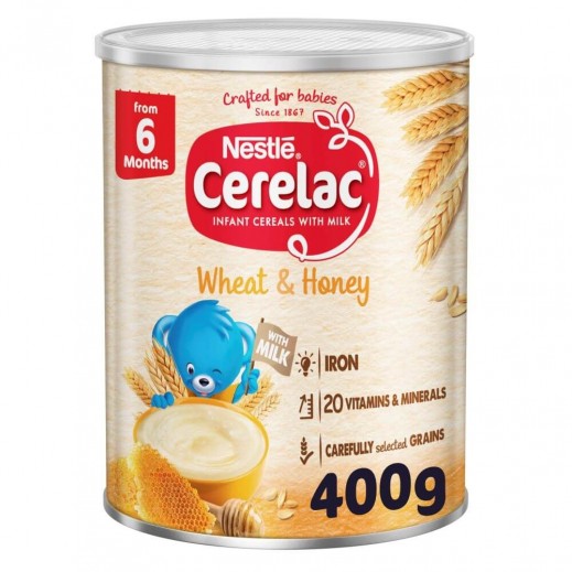 Nestlé Cerelac Infant Cereals with iRON+ Wheat & Honey from 6 months 400 g Tin - delivered by Taw9eel Fast