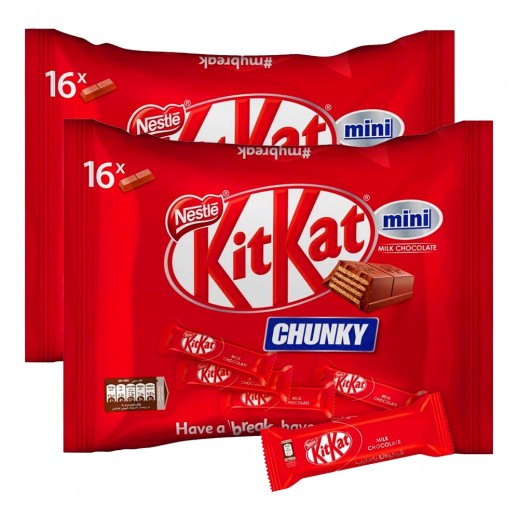 Nestle KitKat Chunky Mini Chocolate Bag 250g × 2 Pack (32 PCS)