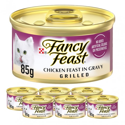 Purina Fancy Feast Grilled Chicken Feast in Gravy Gourmet Cat Food 6 x 85 g - delivered by Taw9eel Fast