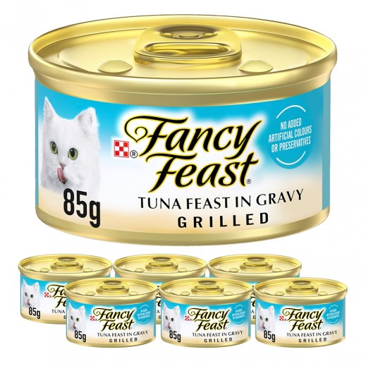 Purina Fancy Feast Grilled Tuna Feast in Gravy Gourmet Cat Food 6 x 85 g - delivered by Taw9eel Fast