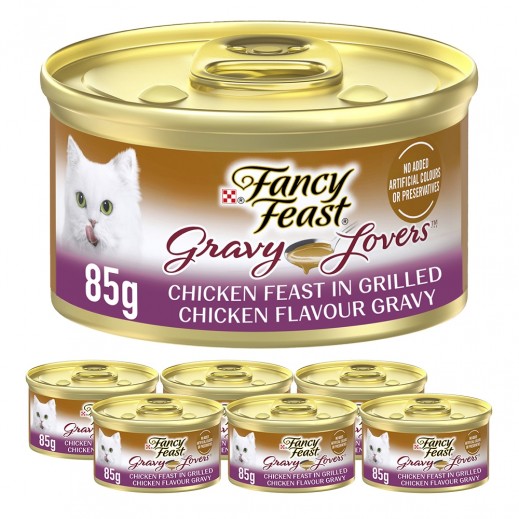 Purina Fancy Feast Gravy Lovers Chicken Feast in Grilled Chicken Flavour in Gravy Gourmet Cat Food 6 x 85 g - delivered by Taw9eel Fast
