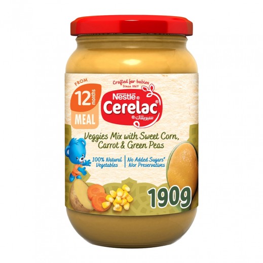 Nestle Cerelac Sweet Corn Carrot & Green Peas Puree Baby Food 12+ Months 190g