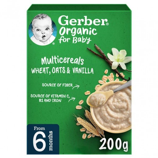 Gerber Organic Cereals & Vanilla Baby Food Box 200 g - delivered by Taw9eel Fast
