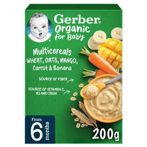  Gerber Organic Mango With Wheat And Oats Baby Food +6 Months 200 g - delivered by Taw9eel Fast