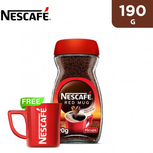 Nescafe Red Mug Instant Coffee 190 g + Free Mug - delivered by Taw9eel Fast