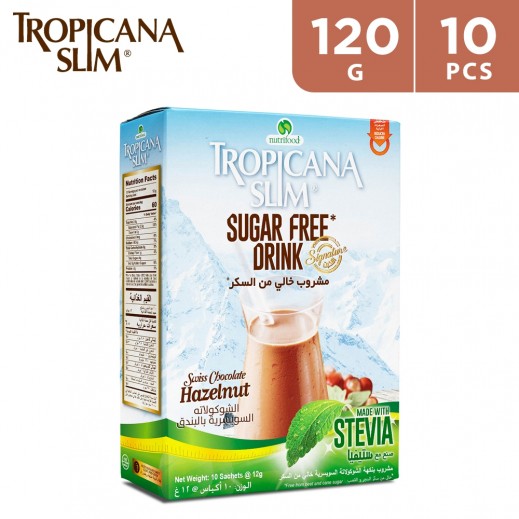 Tropicana Slim Sugar Free Swiss Chocolate Hazelnut Drink 120g (10 Sachet) - delivered by Taw9eel Fast