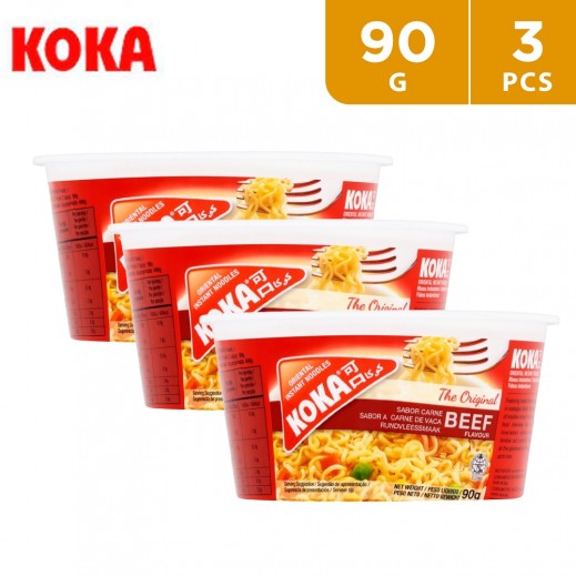 Koka Beef-Flavored Oriental Instant Noodles 3 x 90 g