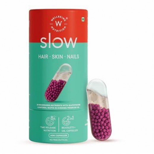 Wellbeing Nutrition Slow Hair Skin Nails 60 Capsule - delivered by Pharmazone Pharmacy - within 2 Hours