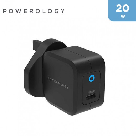 Powerology Ultra-Compact 20W PD GaN Charger - Black