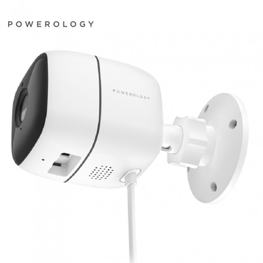 Powerology Wi-Fi Outdoor 110° Wide Angle Lens Smart Camera - White 