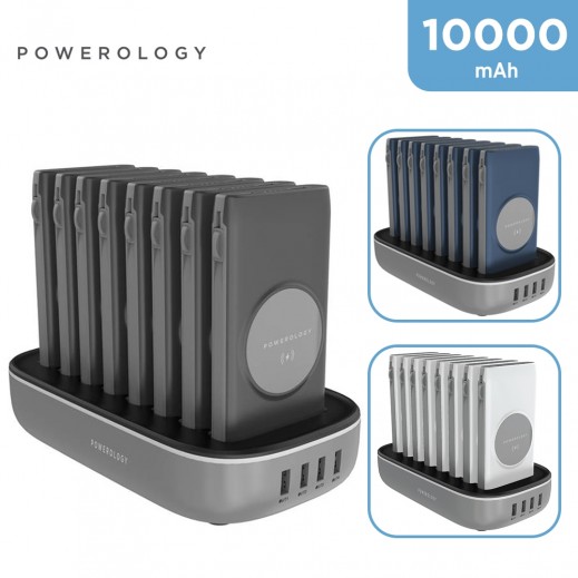 Powerology 8-in-1 10000mAh Charging Station with 18W Wireless Charging 