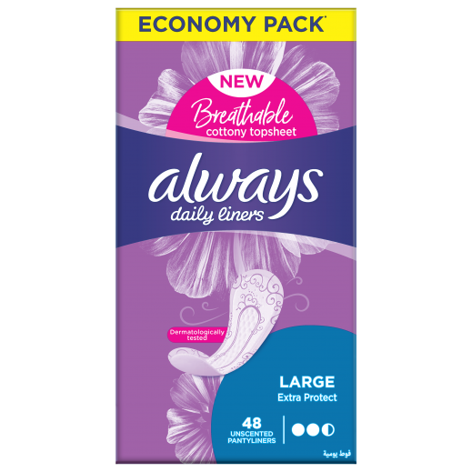 Always Daily Extra Protect Pantyliners - Large  48 Piece