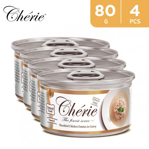 Cherie Shredded Chicken In Gravy 4 × 80 g - delivered by Taw9eel Fast