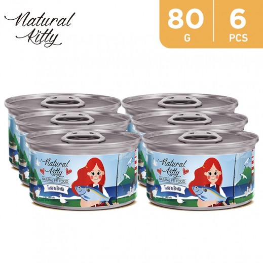 Natural Kitty Tuna In Broth 6 × 80 g - delivered by Taw9eel Fast