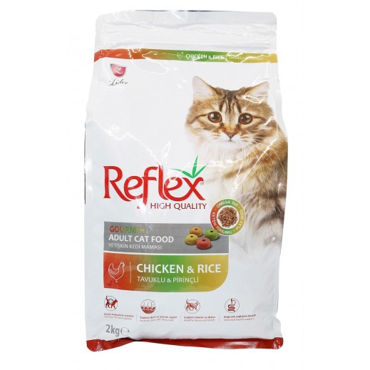 Reflex Adult Cat Food With Gourmet Chicken & Rice 2 kg - delivered by Taw9eel Fast