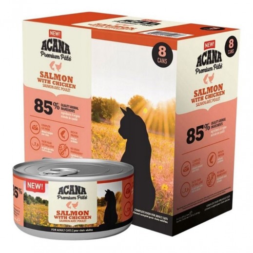 Acana Premium Pate Salmon with Chicken Adult Canned Cat Food 8 x 85g