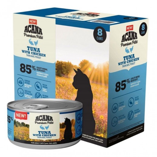 Acana Premium Pate Tuna with Chicken Adult Canned Cat Food 8 x 85g